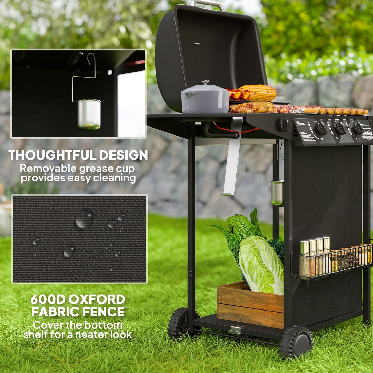 Grill gazowy Outsunny Four Burner BBQ – czarny
