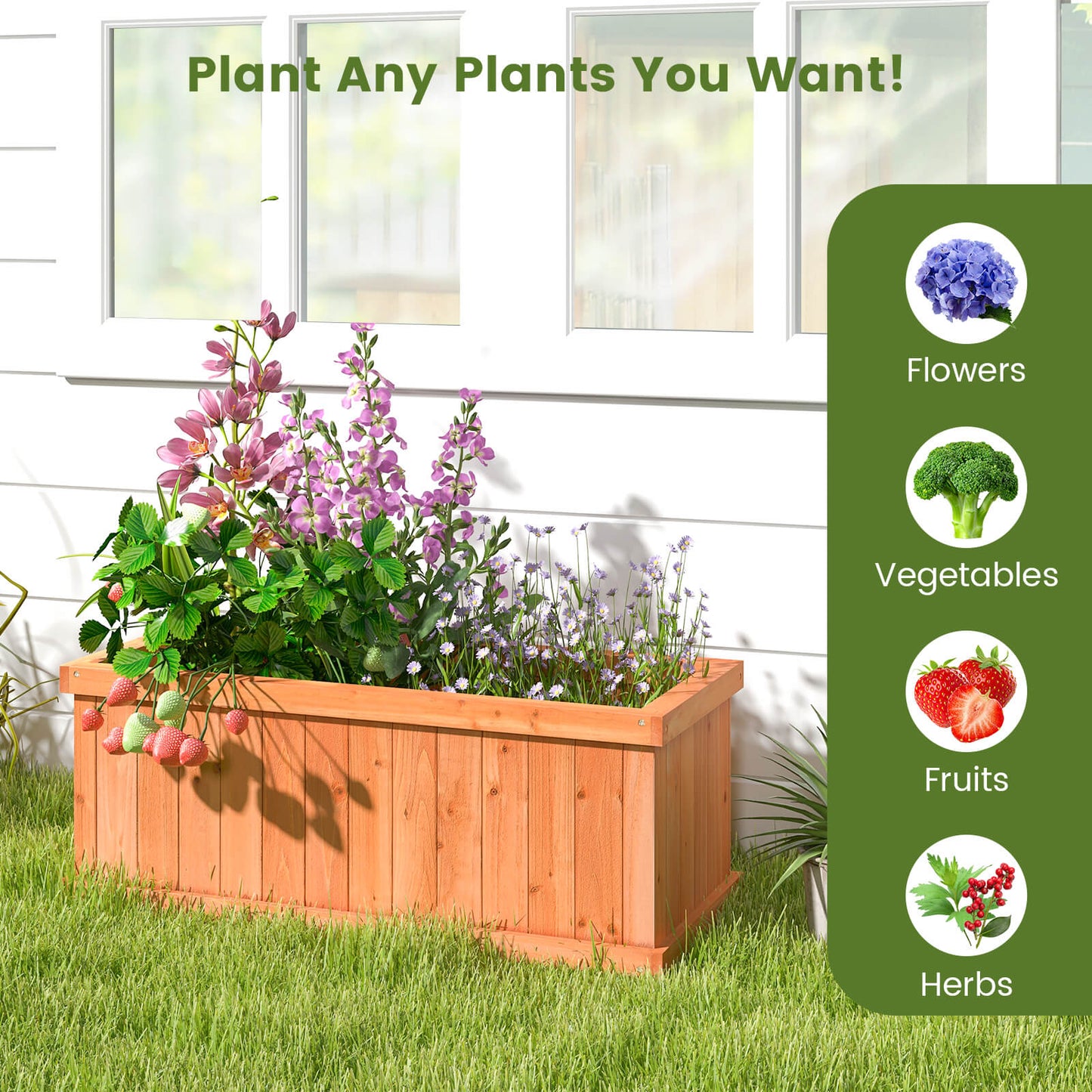 Raised Garden Bed Wooden Planter Box with Detachable Bottom-Orange