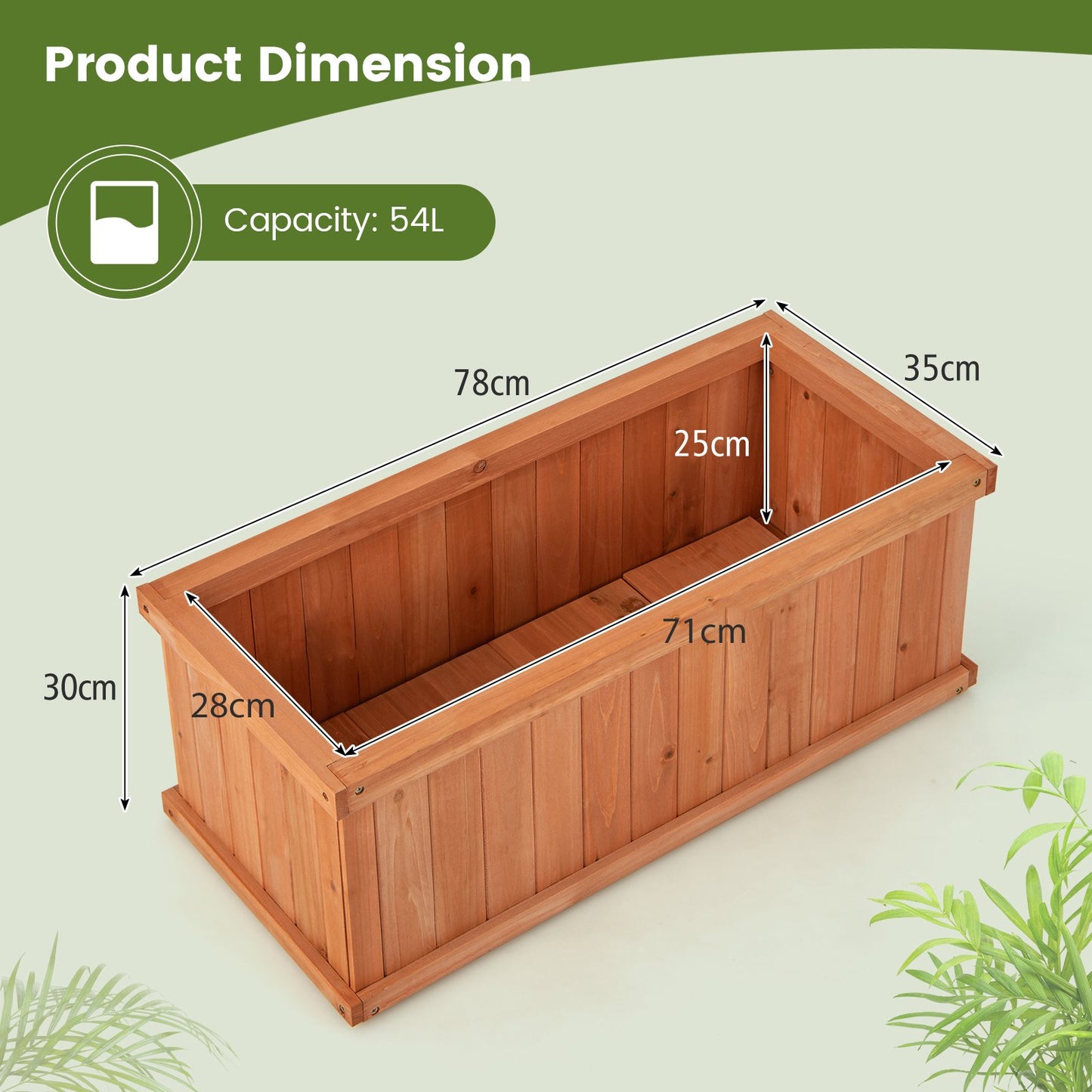Raised Garden Bed Wooden Planter Box with Detachable Bottom-Orange