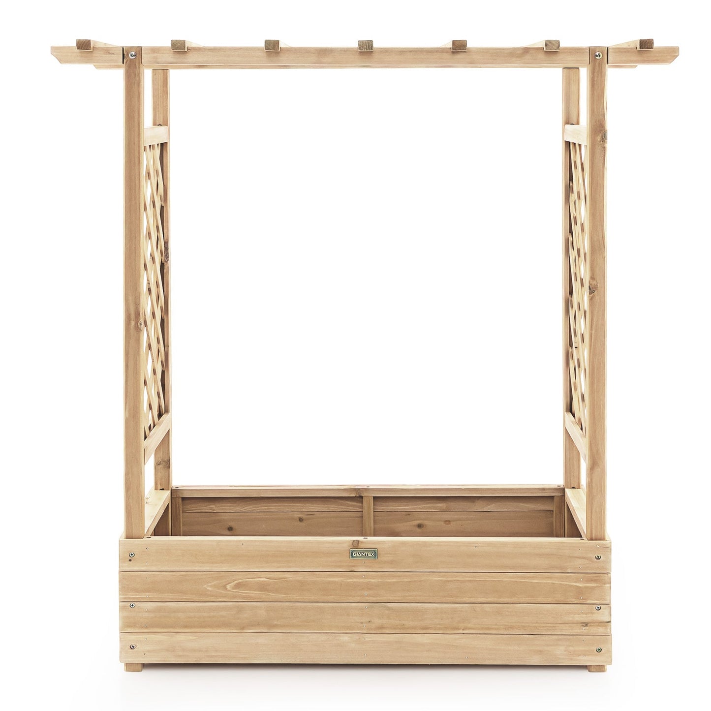 Raised Garden Bed with Arch Trellis-Natural