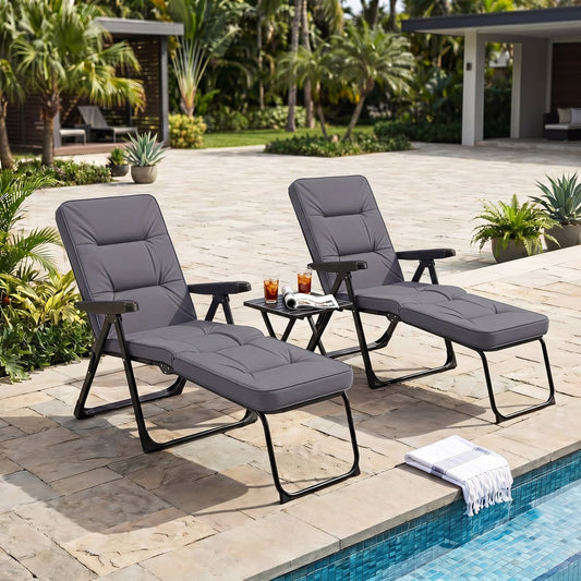 Reclining Relaxer Chair with Thick Padded Cushion in Grey, image 2