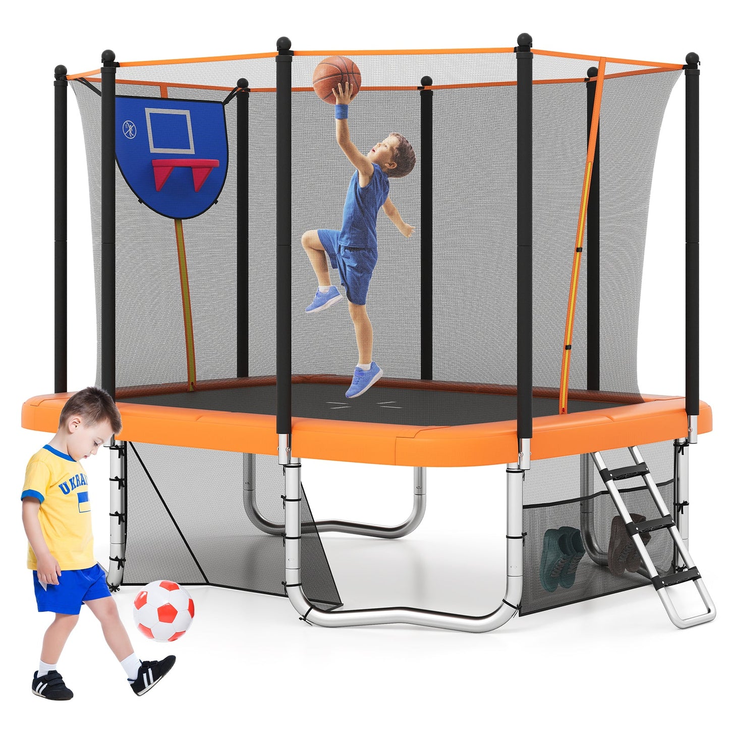 Rectangle Outdoor Trampoline 317 x 255 cm Backyard Trampoline-Orange
