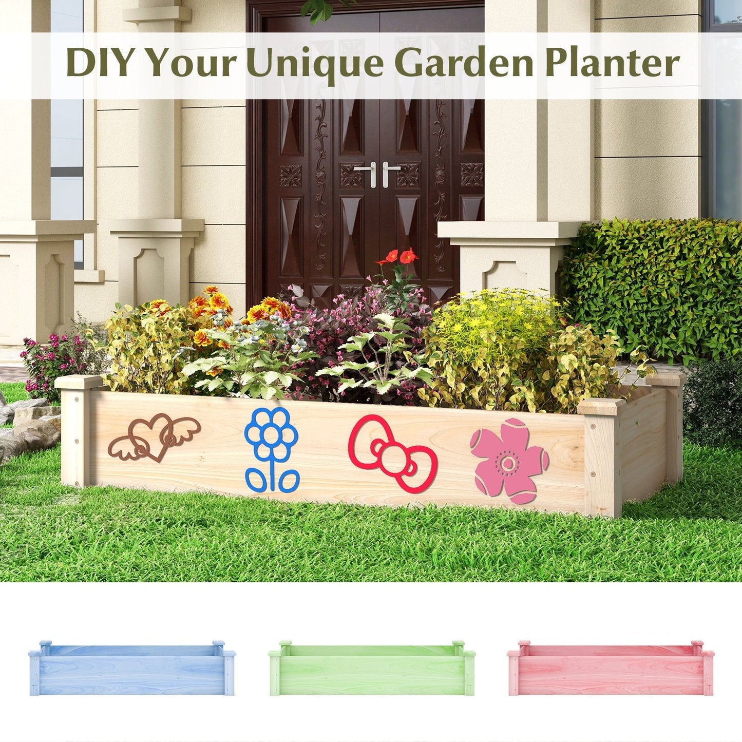 Rectangular Wooden Raised Garden Bed