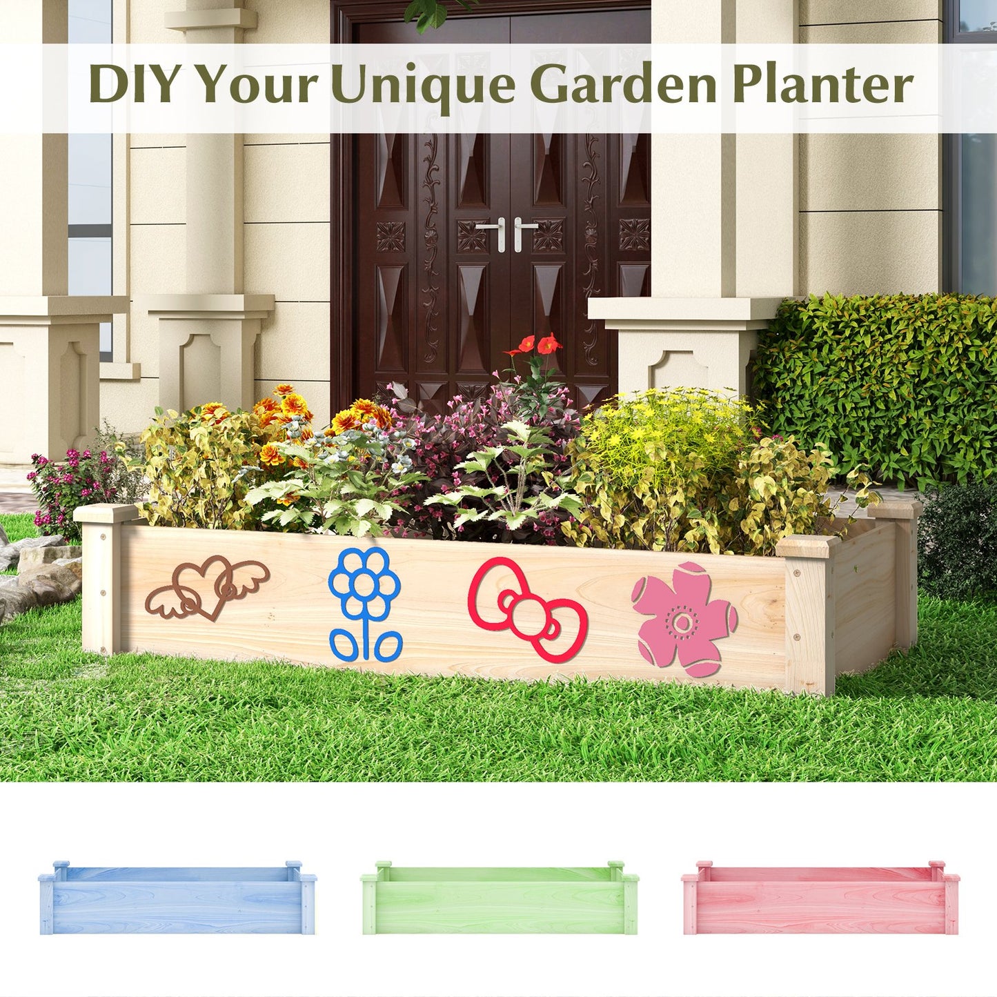 Rectangular Wooden Raised Garden Bed