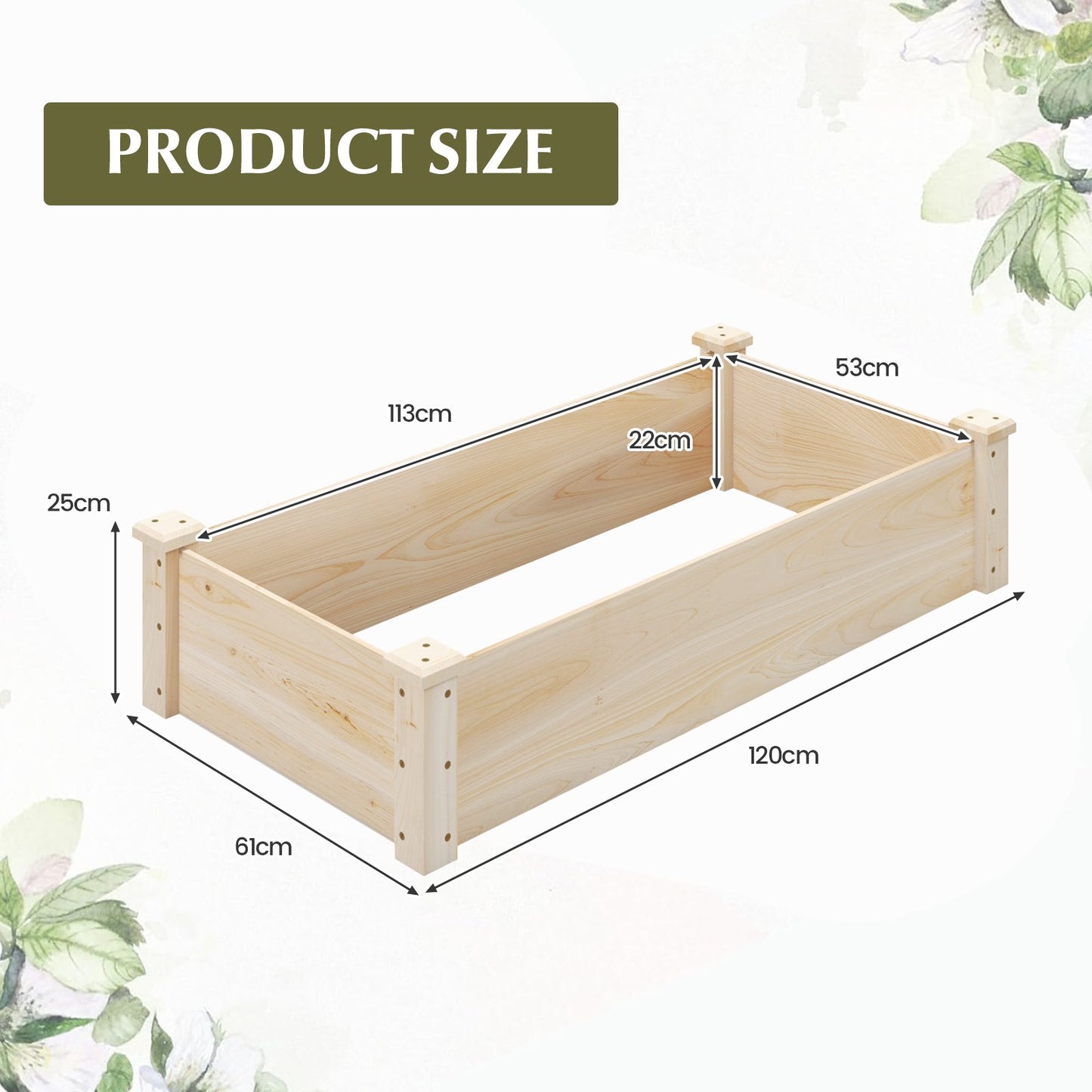 Rectangular Wooden Raised Garden Bed
