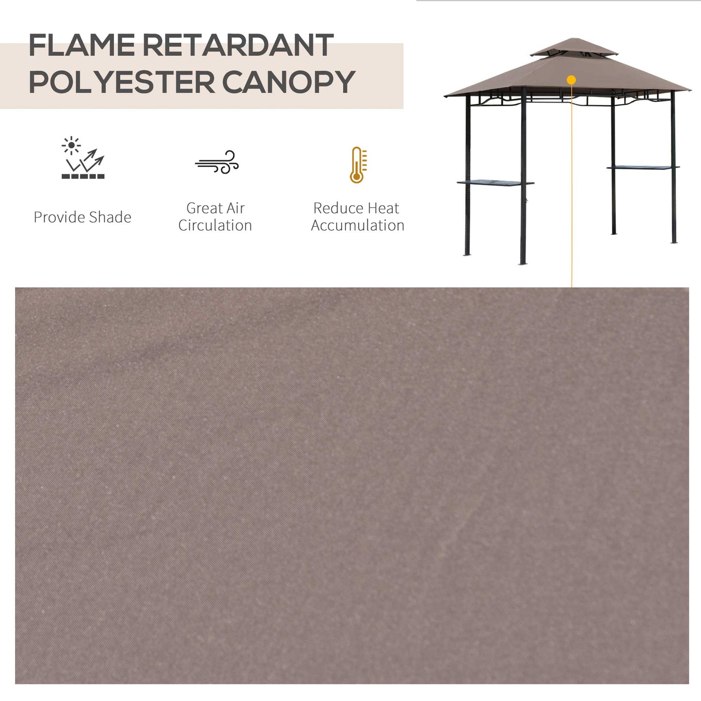 Outsunny 2.5M (8ft) New Double-Tier BBQ Gazebo Shelter Grill Canopy Barbecue Tent Shelter Patio Deck Cover - Coffee