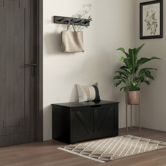 HOMCOM 100L Home Storage Box in Black Wood-effect, image 2