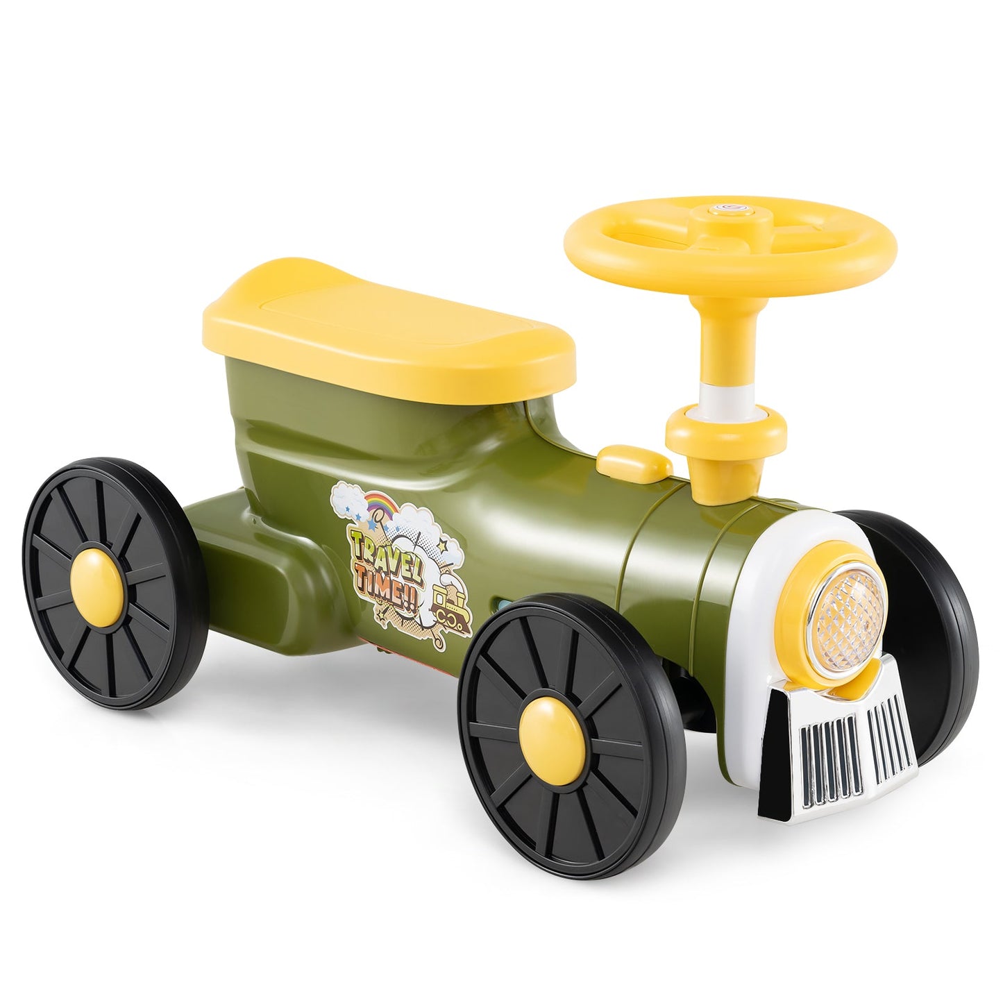 Ride on Push Car Train with Sound Button and Storage Compartment-Green