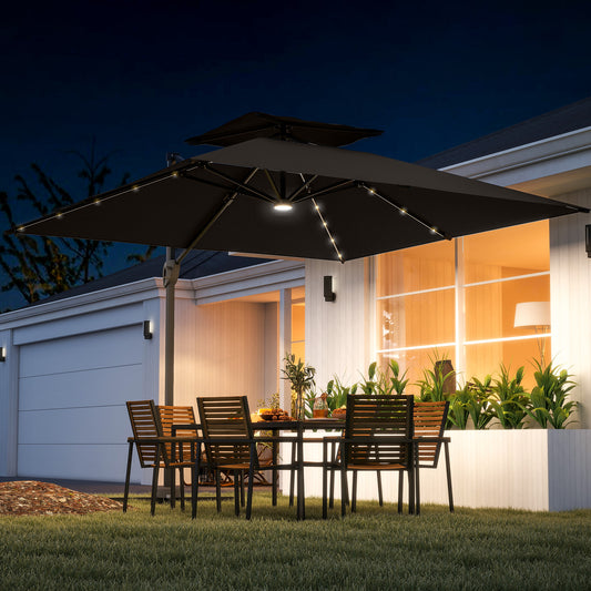 Outsunny Garden Cantilever Parasol in Dark Grey, image 2