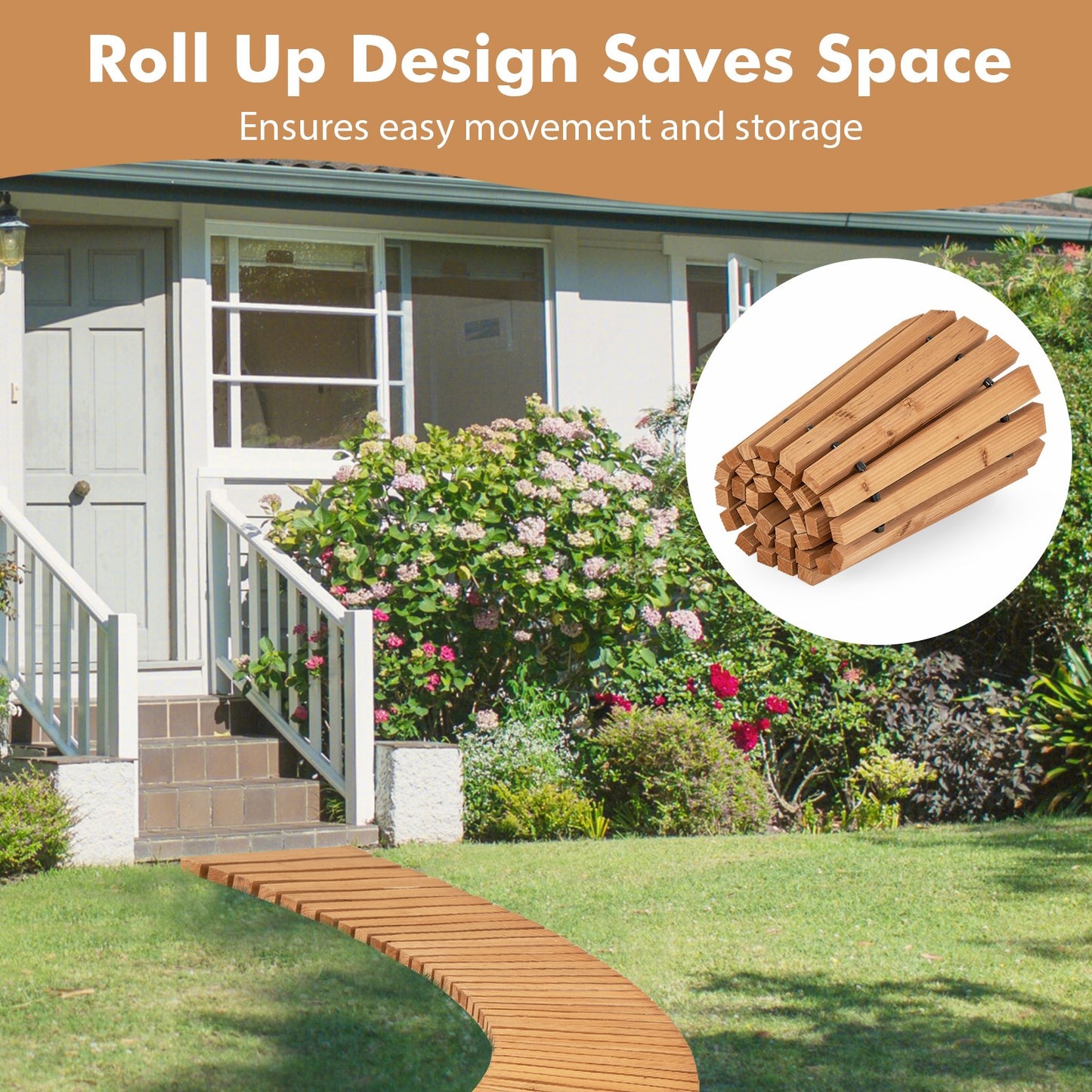 Roll-Out Garden Pathway with Non-slip Surface and Plastic Sheath