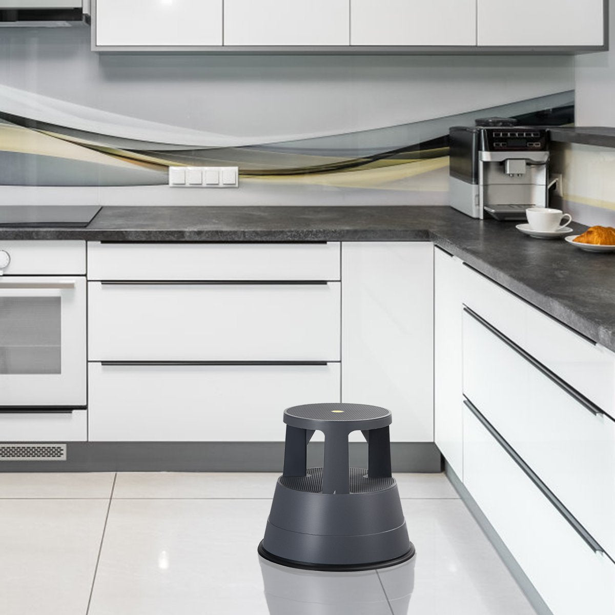 Roller Stool with Casters and Non-slip Rubber Band