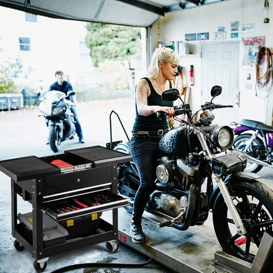 Lockable Rolling Tool Cart with Wheels and Drawers