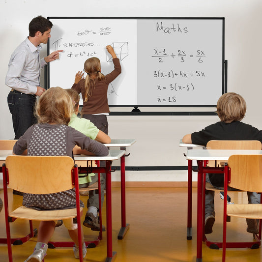 Rolling Whiteboard on Wheels with Stand and Aluminum Alloy Frame-Black