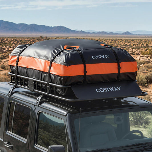 Roof Rack Cargo Basket with 425L Waterproof Bag and 90kg Max Load