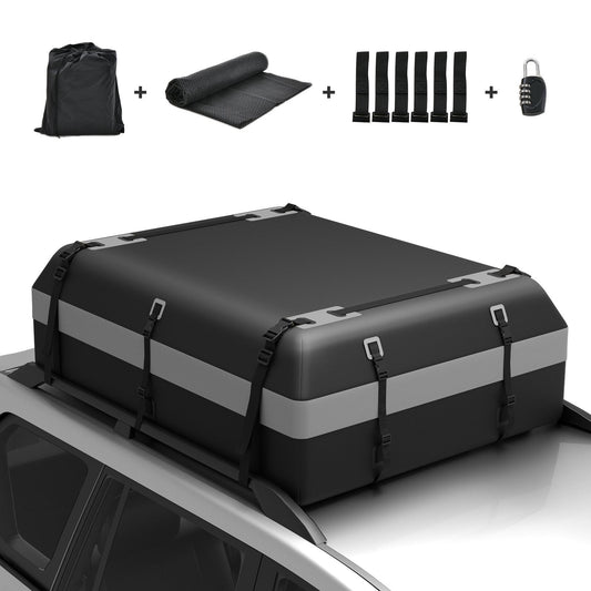 600L Waterproof Rooftop Cargo Carrier Bag Luggage Lock-Grey