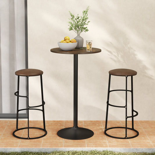Round Top Pub and Bar Table with MDF Top and Base-1 Piece-Rustic Brown