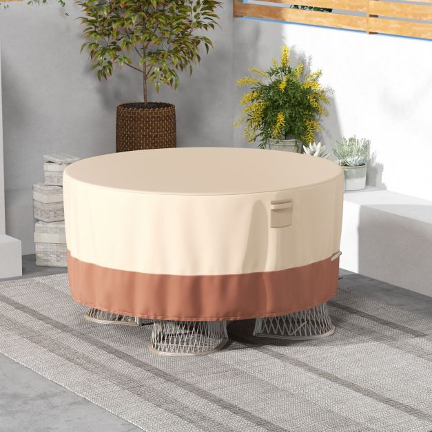 158/181/213 CM Round Patio Furniture Cover-Beige-L