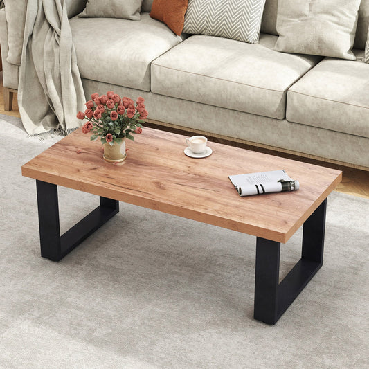 120cm Rustic Farmhouse Style Coffee Table with Thickened Tabletop-Oak