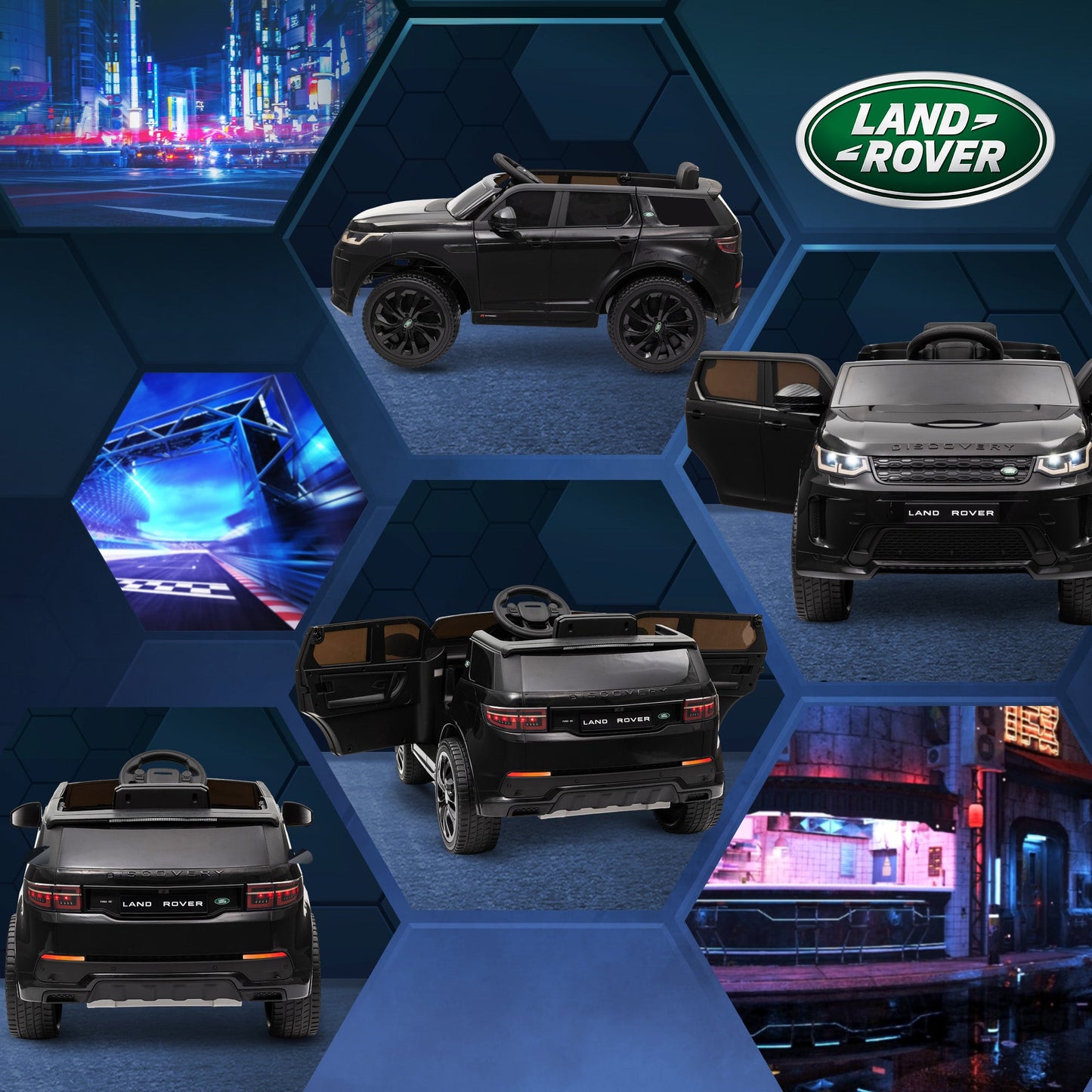 سيارة ركوب للأطفال من AIYAPLAY Land Rover Discovery Sport مرخصة بقوة 12 فولت مع جهاز تحكم عن بعد وأضواء وموسيقى وبوق، للأطفال من سن 3 إلى 6 سنوات، لون أسود