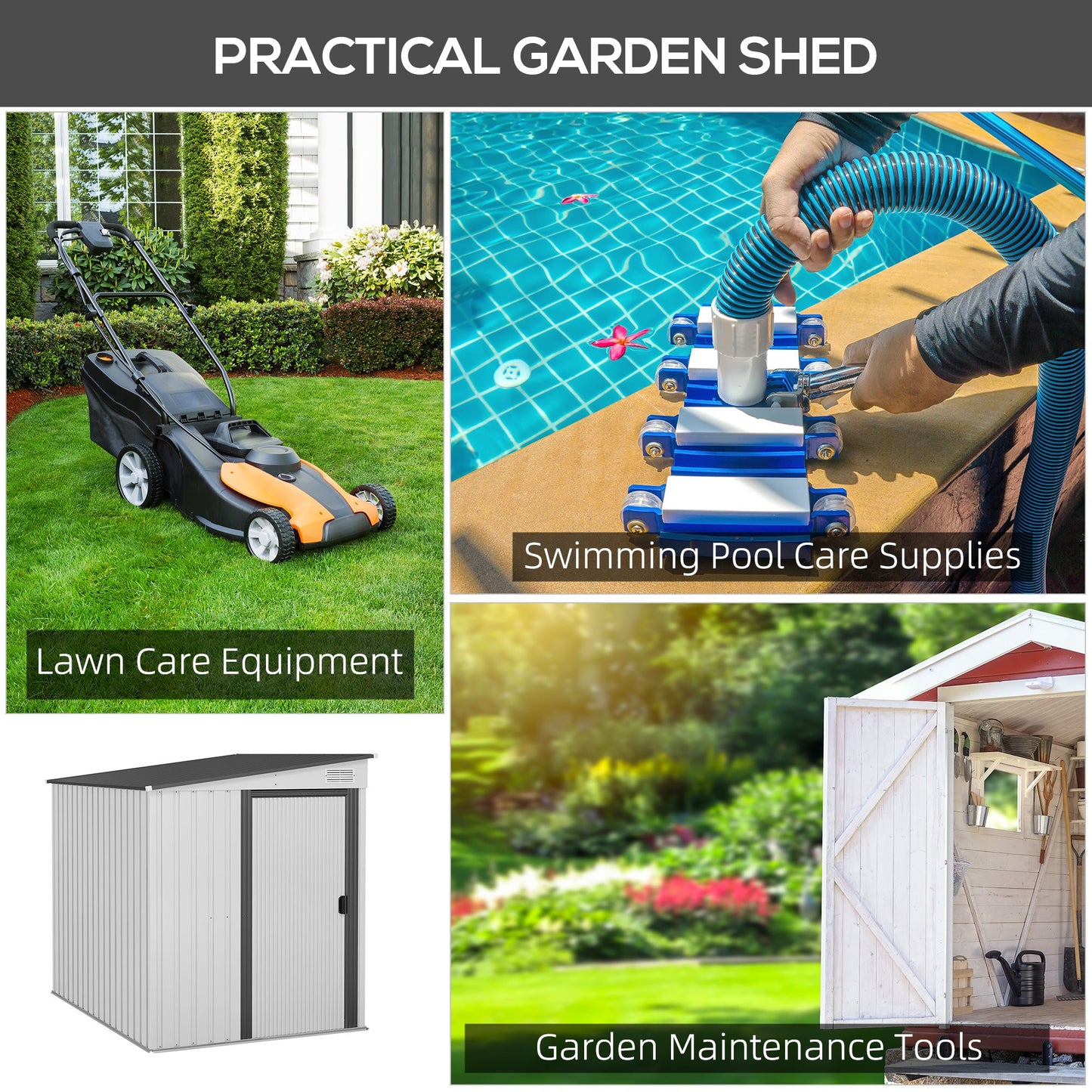 Outsunny 7 x 5ft Galvanised Metal Shed, with Sliding Door