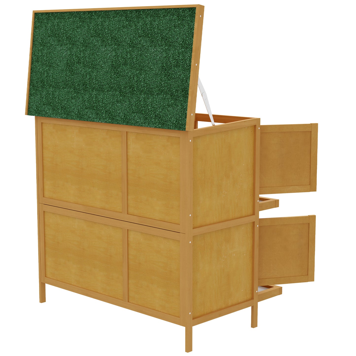 PawHut Double Decker Rabbit Hutch 2 Tier Guinea Pig House Klatka zewnętrzna dla królików z wysuwaną tacką, 97 x 44 x 91 cm, żółta