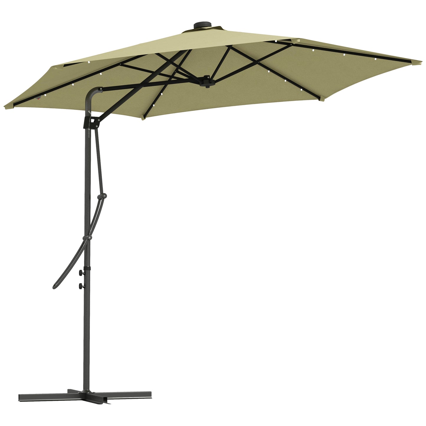 Outsunny 3(m) Solarny LED Cantilever Parasol, Beżowy