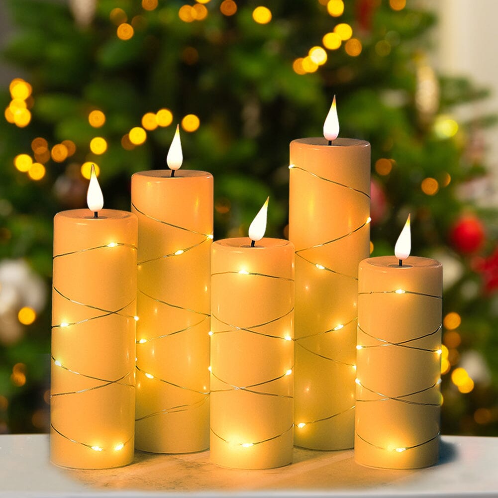 Luxe Faux Wax LED Candle Set with Dual-Color Flicker