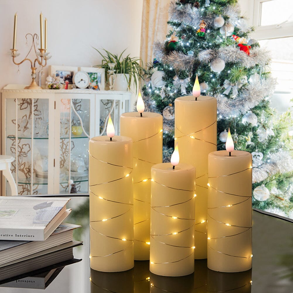 Luxe Faux Wax LED Candle Set with Dual-Color Flicker