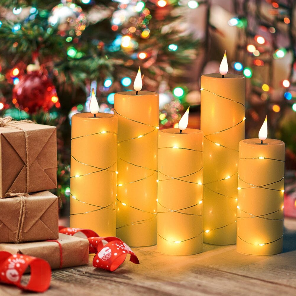 Luxe Faux Wax LED Candle Set with Dual-Color Flicker