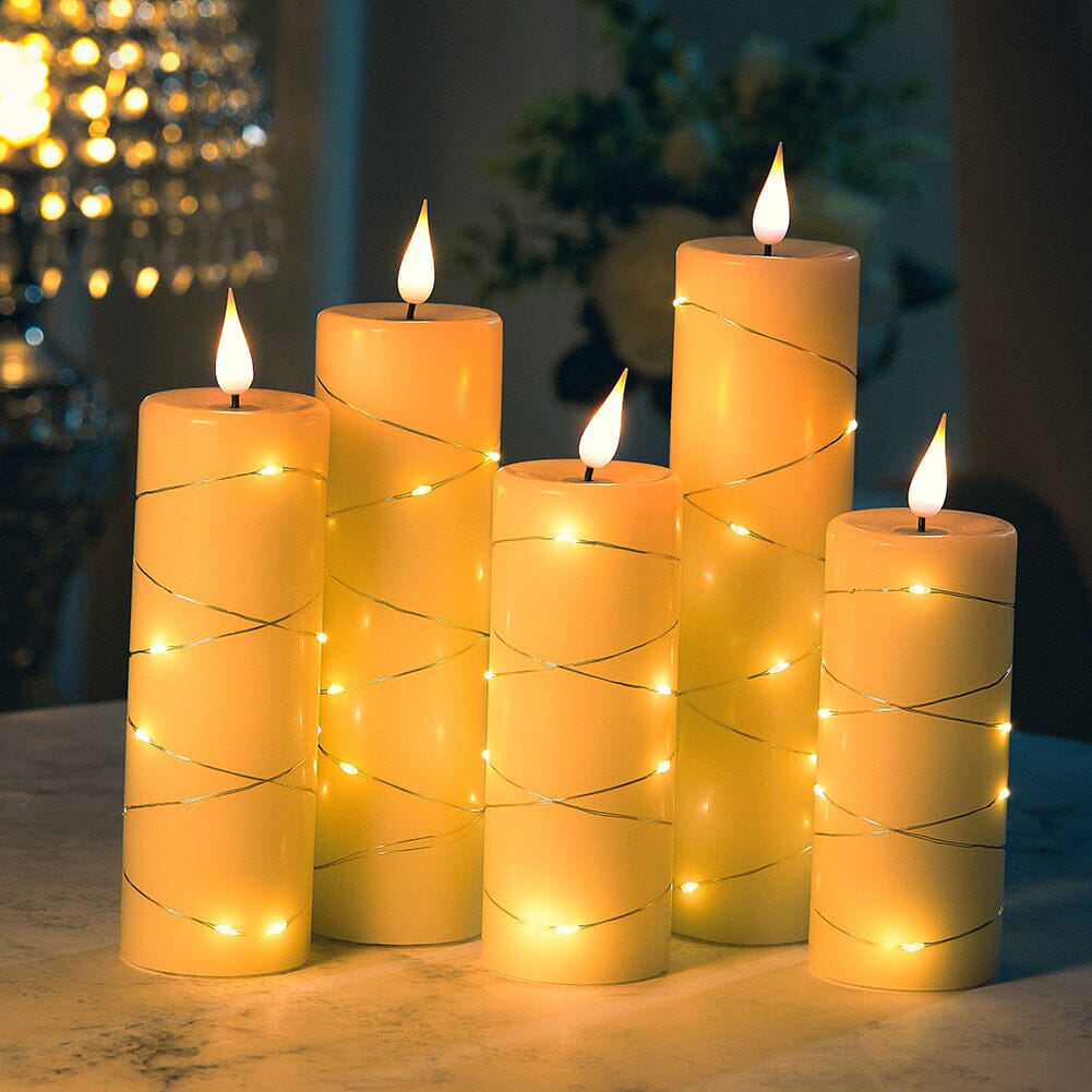 Luxe Faux Wax LED Candle Set with Dual-Color Flicker