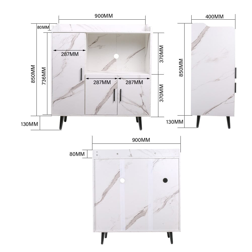 90cm W Contemporary White/Grey Home Sideboard Cabinet with Storage Indoor