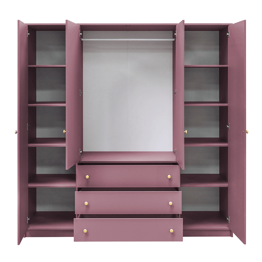 Plum Mirrored Hinged Door Wardrobe 196cm – HUDSON II D4