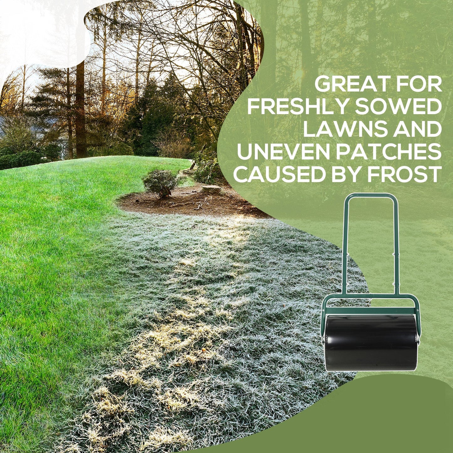 Outsunny 38L Fillable Cylinder Steel Lawn Roller - Dark Green