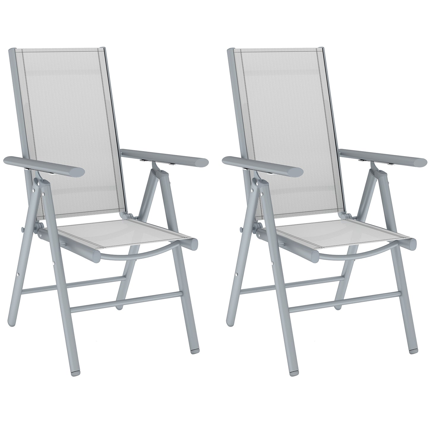 Zestaw dwóch aluminiowych krzeseł składanych Outsunny – jasnoszary