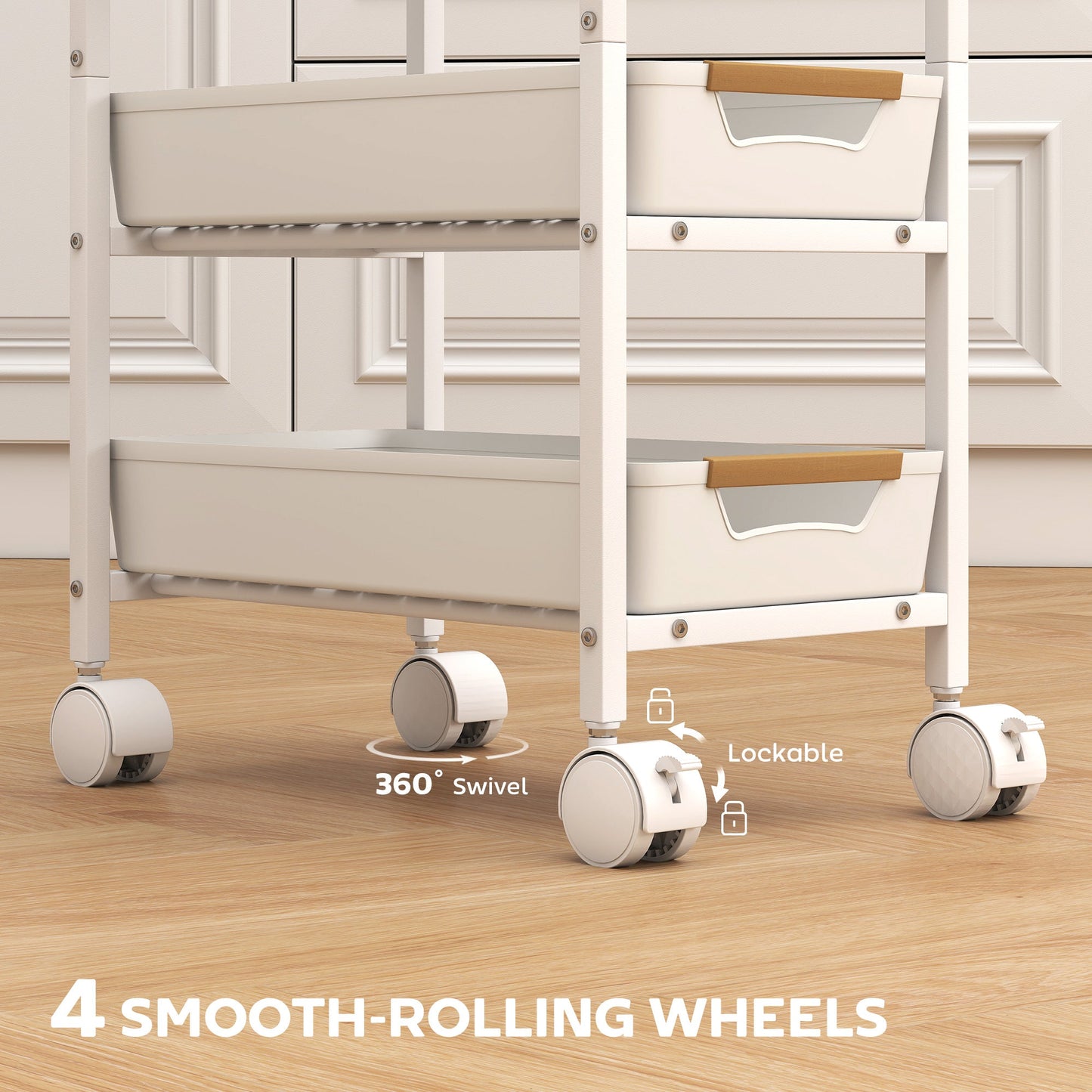 HOMCOM 5-Tier Storage Trolley on Wheels - White