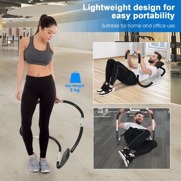 Portable AB Trainer with Headrest and Foam Handle for Office Home Gym-White