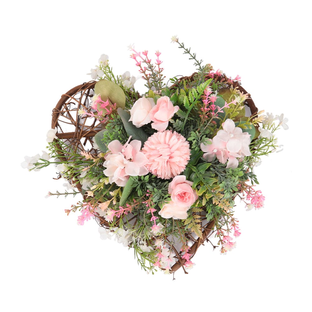 Rustic Assorted Flowers Heart-shaped Wreath Wedding Decoration