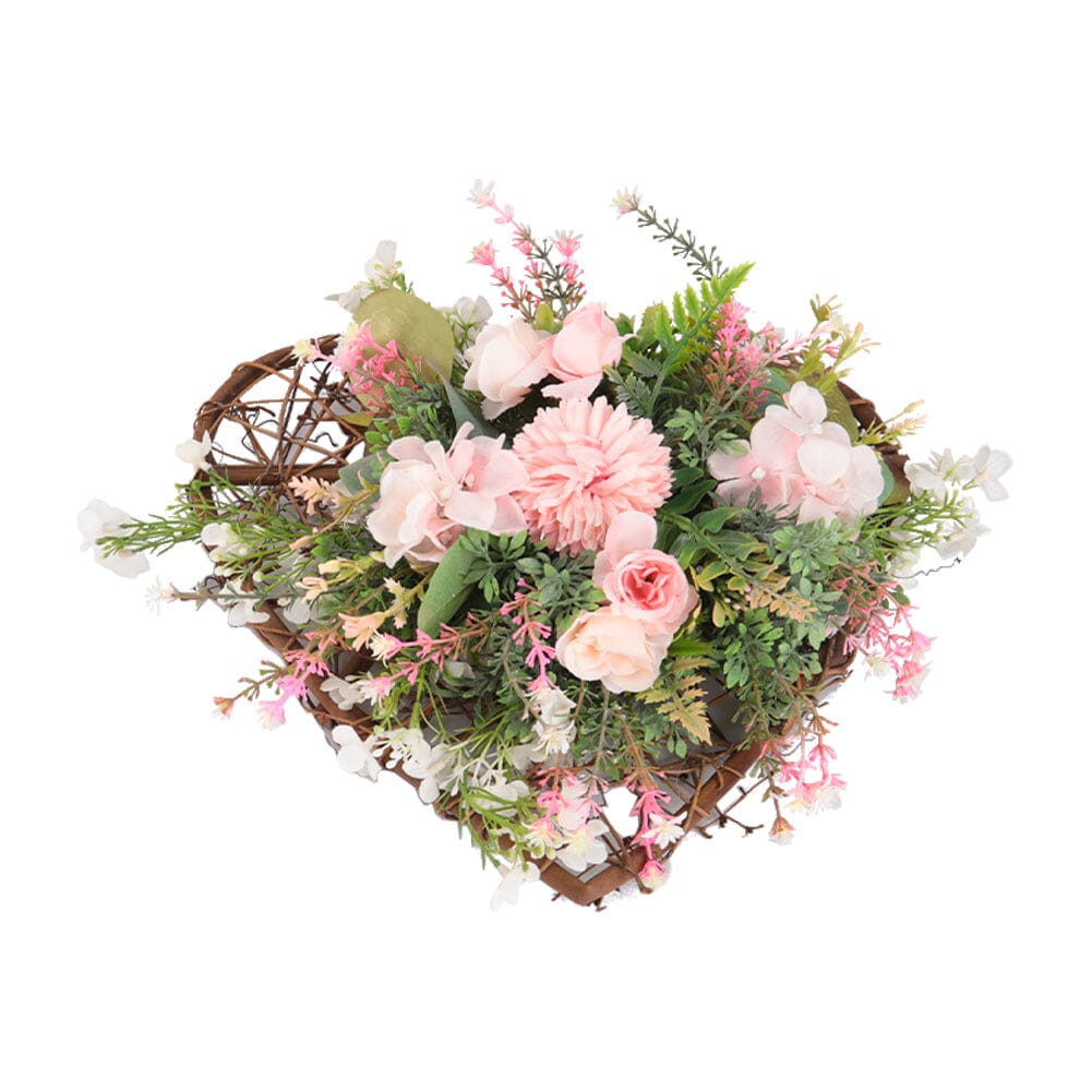 Rustic Assorted Flowers Heart-shaped Wreath Wedding Decoration