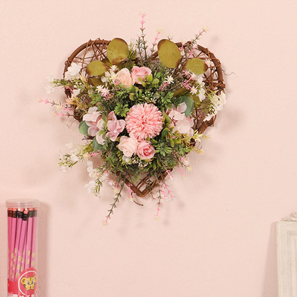 Rustic Assorted Flowers Heart-shaped Wreath Wedding Decoration