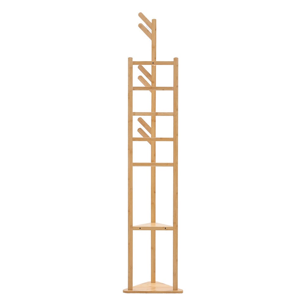 Bamboo Coat Rack Stand Coat Standing Tree for Entryway Bedroom Office