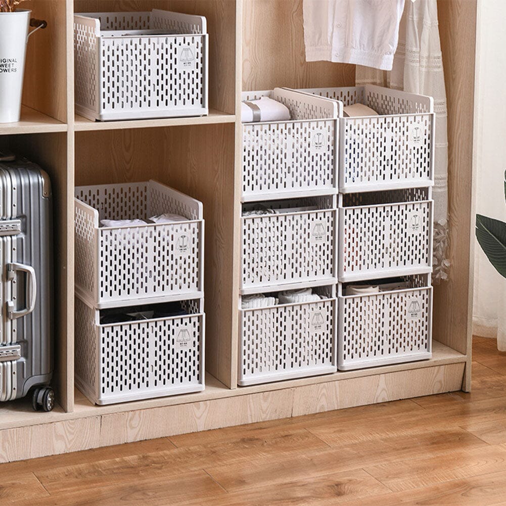 Plastic Stackable Clothes Storage Basket Drawer Organizer