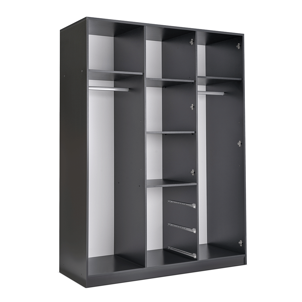 Oak Viking Mirrored Hinged Door Wardrobe 149cm – YORK D3