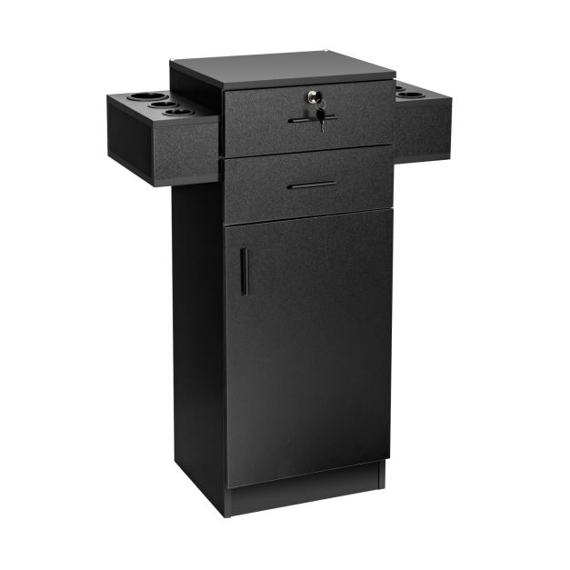 Salon Station Storage Cabinet with 6 Hair Dryer Holders for Hair Stylist-Black