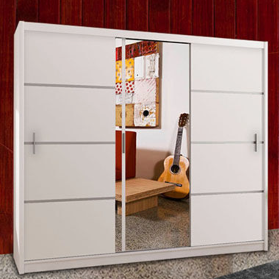 Keynes Grey Single Mirrored Sliding Door Large Wardrobe - 250cm