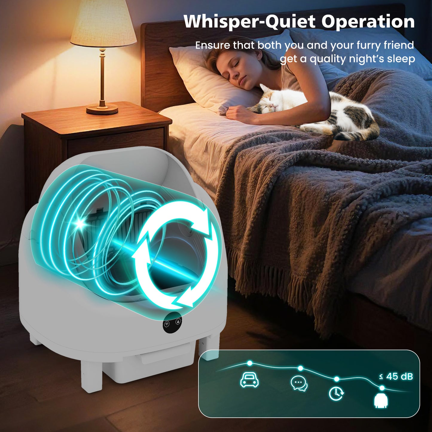 Self-Cleaning Open-Top Cat Litter Box for Multi-Cat and Senior Cats Home