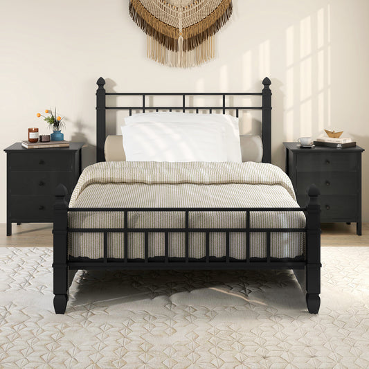 Set of 2 Nightstand with 3 Drawer for Bedroom Compact Storage Chest-Black