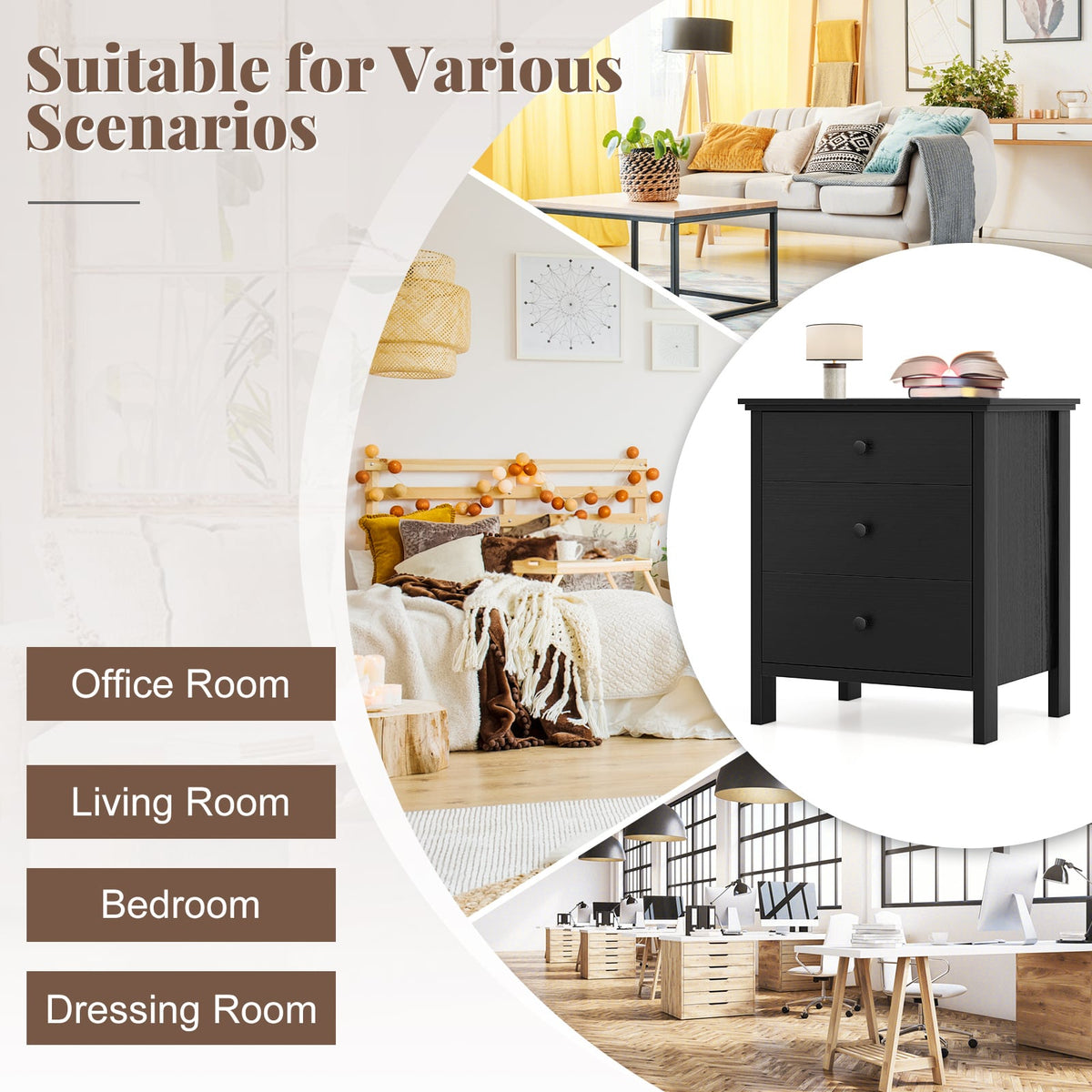 Set of 2 Nightstand in Black, image 7