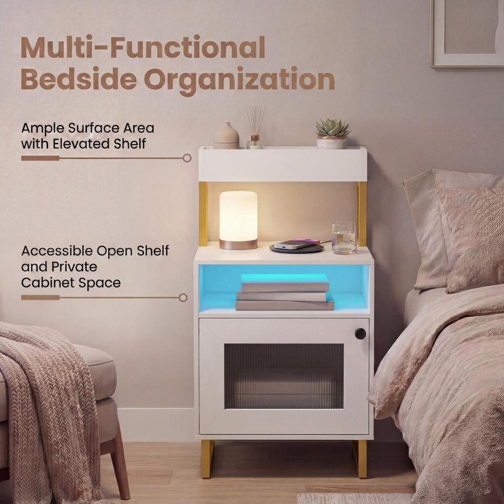 Set of 2 Nightstand in White, image 7