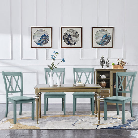 Set of 4 Armless Wood Dining Chairs with Ergonomic Fluted Seat