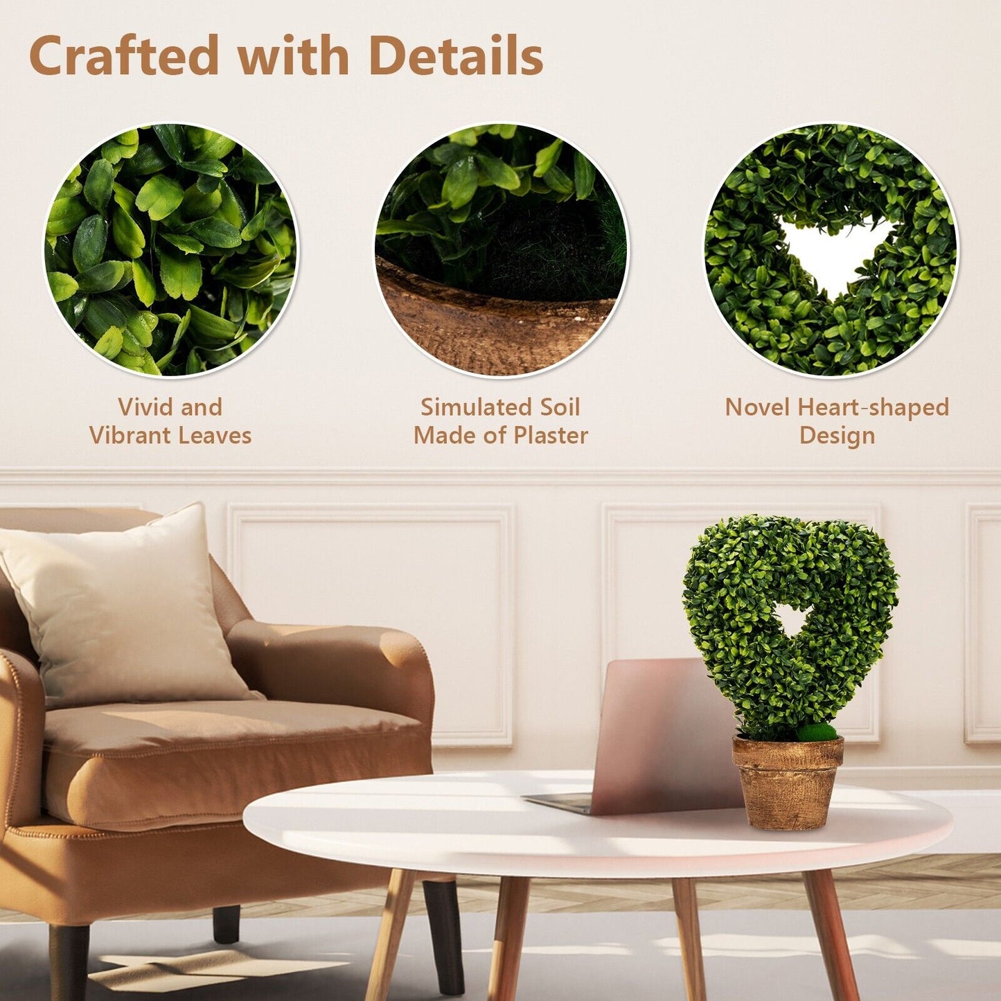 4 Pieces Heart-Shape Artificial Plant Set-Green